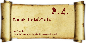 Marek Letícia névjegykártya